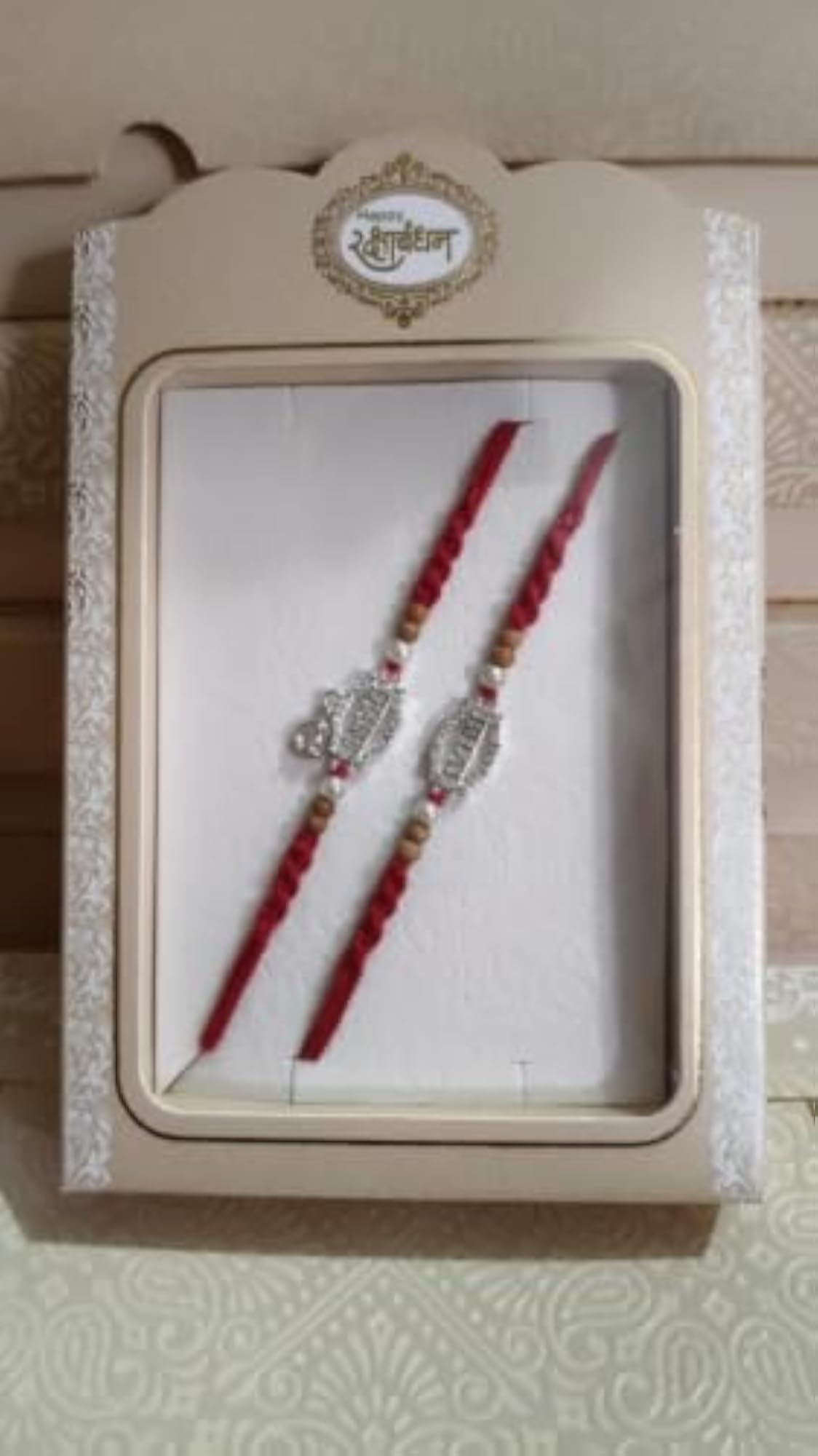 Elegant Bhai Bhabhi Rakhi Set with Handmade Thread