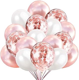 50 Balony Konfetti Rosegold, 40 Klasycznych Lateksowych + 10 Przezroczystych Balonów Konfetti.Dekoracja na urodziny, Babyshower i Graduation Strona
