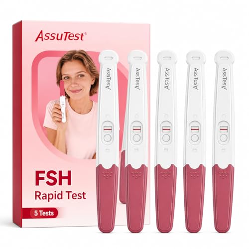 AssuTest Menopause Test Kit At Home 5 Tests FSH Test Strips for Perimenopause & Ovarian Reserve Fertility Test for Women Fast & Reliable Results