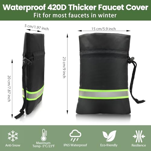 Outdoor Faucet Covers for Winter Freeze Protection, 4 Pack 9" H x 5.9" W Outside Hose Bib Covers for Winter, Thickened Reflective Pipe Wrap Insulation Socks with 420D Waterproof Oxford Fabric by stadeco - Image 2