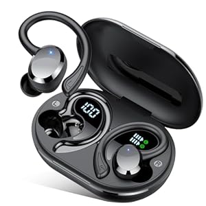sprtoybat Wireless Earbuds, 2026 New Bluetooth 5.4 Headphones Sport Earphones with 68Hrs Playtime LED Display ENC Noise Cancelling Mic, IPX7 Waterproof Over Ear Ear Buds with Hook for Sports/Running
