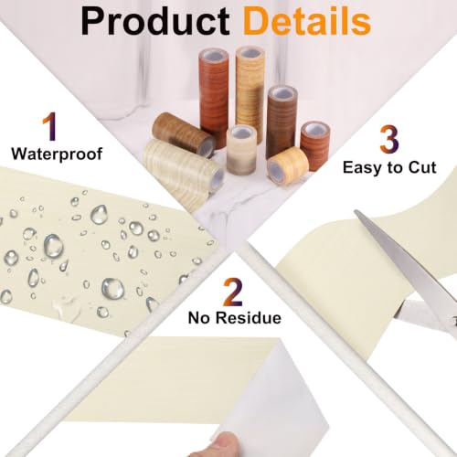 Image of PATIKIL Wood Grain Tape 12 inch x 32 ft, Self-Adhesive Wood Texture Repair Tape Realistic Wooden Effect Patch for Furniture Cabinets Floor Walls, White Oak