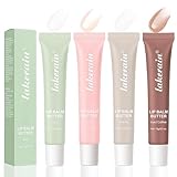4 PCS Lip Glossy Butter Balm Set, Tinted Lip Balm Instant Moisture and Hydration Lip Gloss, Long Lasting Hydrating Glow Reviver Lip Care Oil, Christmas Makeup Gift for Women
