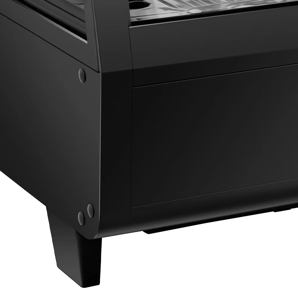 Vitrina Pastelera Expositora Refrigerada 2 Estantes con 2 Puertas Correderas Negra 100 Litros Ventilada | Vitrina Sobremesa Cristal Curvado