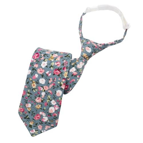 Boys Ties, Kids Floral Tie, Pre-Tied Clip on Neckties, Solid Color Cotton Ties for Kids