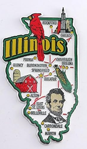 Imán decorativo mapa de estado Illinois