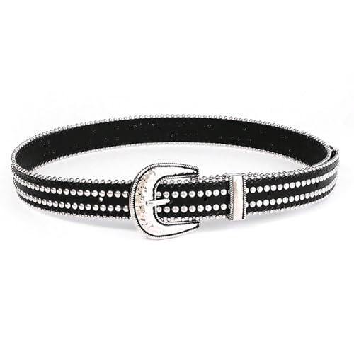 Ceinture western argentée cloutée en cuir tendance ajustable pour un maintien parfait du jean