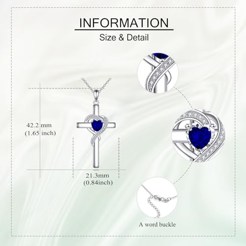 Cross Necklace for Women 925 Sterling Silver Infinity Love Heart Birthstone Pendant Necklace Cross Birthday Jewelry Gifts for Her4