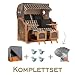 MR. DEKO Großer Strandkorb Düne Grande | Teak-Holz Volllieger 175° | 2.5-Sitzer Bullauge | Komplettset inkl. Lifter-System, Schutzhülle, Rollen | Gartenmöbel Maritime 142x95x170cm