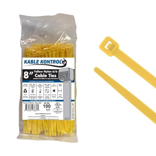 Image of 8 inch Color Cable Ties, 50 lb. Test, (100 Pack - All One Color) (Yellow)