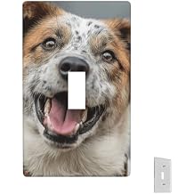 Wall Plate Duplex Switch Plates 1-Gang Wall Plates Single Toggle Outlet Covers Happy dog Light Switch Cover Electric Receptacle Plug Covers Electrical Faceplate for Kitchen Bedroom Decor