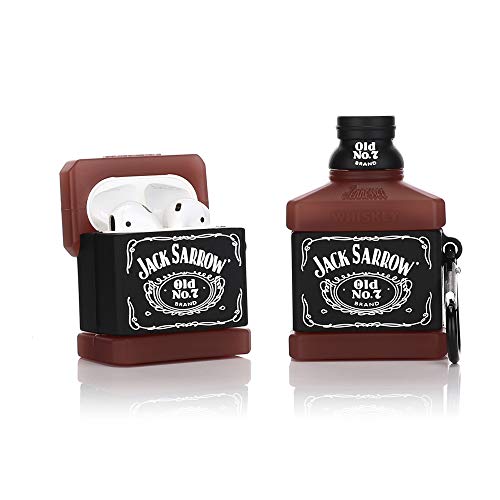 YIGEYI Custodia in Silicone Compatibile con Airpods 1 e 2 Funny Cute Cartoon 3D Case Cover[Serie di Birra e Vino] (JACK)