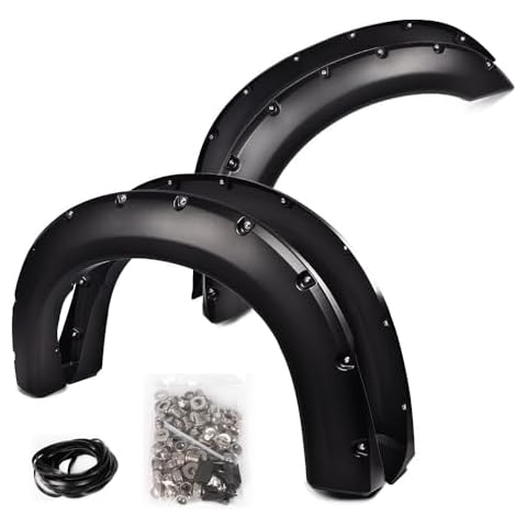 G-PLUS Fender Flares, Compatible with 1999-2007 Ford F250 F350 Super Duty, (Does Not Fit Dually Models), Pocket Rivet Bolt Style Protection Guards Cover 4pcs Cover