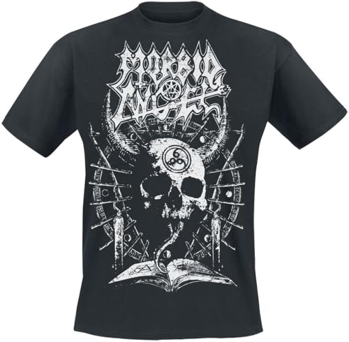 T-shirt noir Morbid Angel avec impression sérigraphie Horned Skull durable