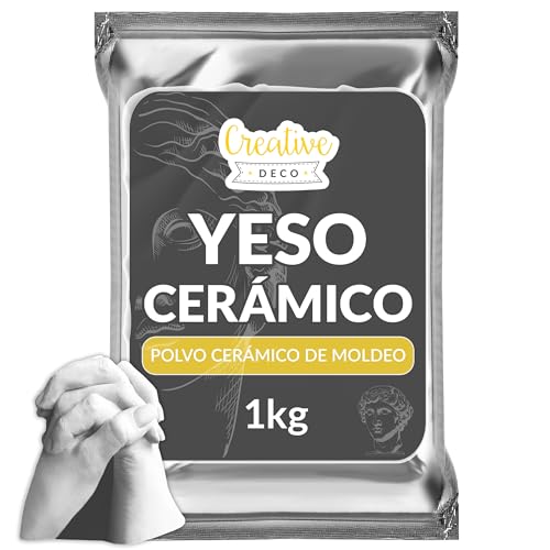 Creative Deco Yeso Cerámico en Polvo Blanco | 1 kg | Masa de Moldeo | Yeso para Modelar | Inodoro | Perfecto para Manualidades Artesanía Modelado Decoración Bricolaje Escultura