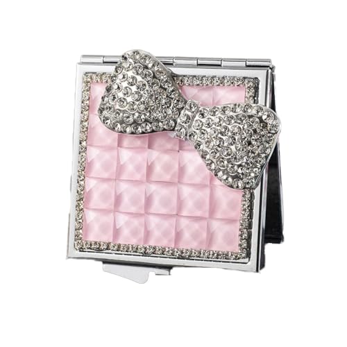 Zaoalife Portable Square Mini Pocket Makeup Mirror - Folding Rhinestone Compact Travel Mirror for Men & Women