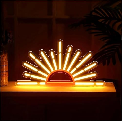 Lampe néon coucher de soleil orange de 38x20 cm pour décoration murale intérieure