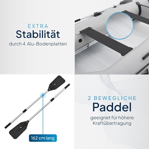 ArtSport Schlauchboot 3,80 m für 6 Personen mit 2 Sitzbänke & Aluboden - Paddelboot mit Paddel,...