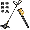 Cordless Weed Eater & Leaf Blower Combo Compatible with Dewalt 20V Max Battery(Tool Only), 12" Weed Wacker & String Trimmer Edger 3-in-1, Battery Operated Weed Trimmer with Auto-Feed