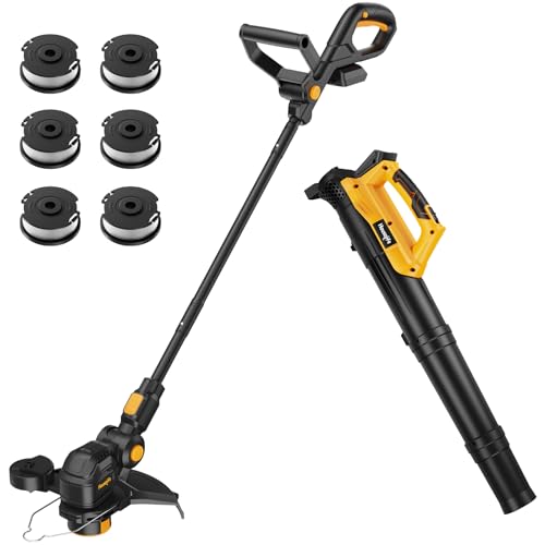 Cordless Weed Eater & Leaf Blower Combo Compatible with Dewalt 20V Max Battery(Tool Only), 12' Weed Wacker & String Trimmer Edger 3-in-1, Battery Operated Weed Trimmer with Auto-Feed