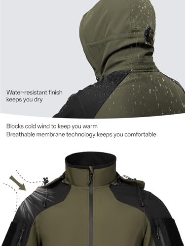 Winter Waterproof Jackets for Men,Softshell Fleece Lined Hooded Windproof Warm Coat for Hiking Camping Outdoor2