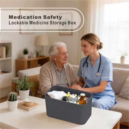 Image of SANIDIKA Lockable Storage Box, Locking Medicine Box, Cell Phone Locked Jail, Food Medical Lockbox, Containers Bin for Personal Refrigerator Home Office Organization Travel Farther Gift (Navy Plus)