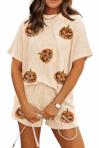 Image of Womens Pajama Sets 2 Piece Pjs Sleepwear Soft Comfy Short Sleeve Tops and Shorts Lounge Set Loungewear Outfit