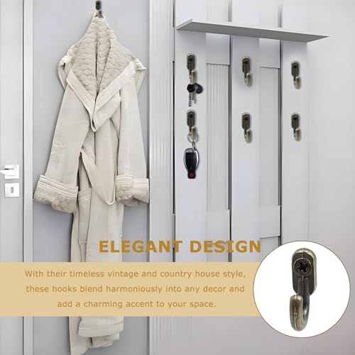 RTSHUK 50 Stück Mini Haken, 18 x 13 mm Antik Schlüsselhaken Bronze Einzelhaken Wandhaken zum Schrauben Wandhaken Klein Vintage Schlüssel Haken für Schlüssel Schmuck Taschen Handtücher Küche Bad