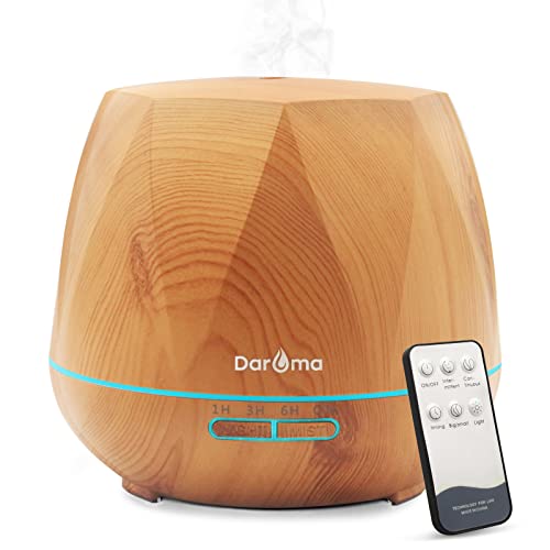 DAROMA - Diffusore di oli essenziali da 550 ml, telecomando 6 in 1, umidificatore a nebbia fredda a ultrasuoni, 7 luci d'atmosfera che cambiano colore e spegnimento automatico senza acqua, per casa e
