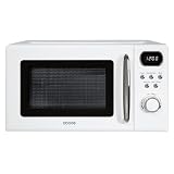 Abode Retro Microwave 20 Litre White Digital 700W, Mirror Finish, 8 Auto Cook Settings & Defrost, 5 Power Levels AMD2004 (White)