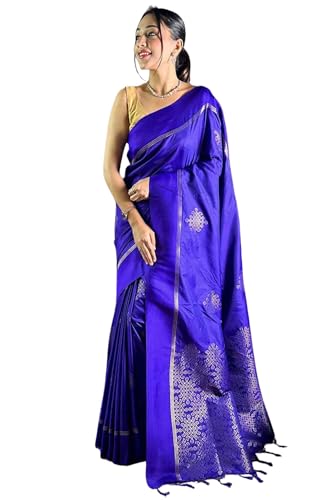 Image of SGF11 Women's Kanjivaram Pure Soft Silk Saree With Unstiched Blouse Piece