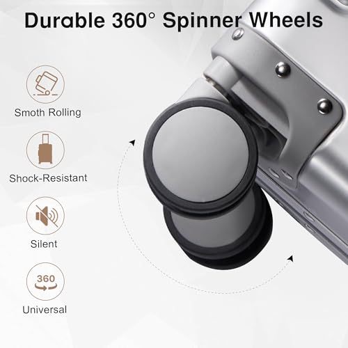 All Aluminum Carry On Luggage 22x14x9 Airline Approved，Zipperless Luggage Premium Aluminum Suitcase Luggage, Hard Shell Carry On Luggage with Spinner Wheels (silver, 20inch)4