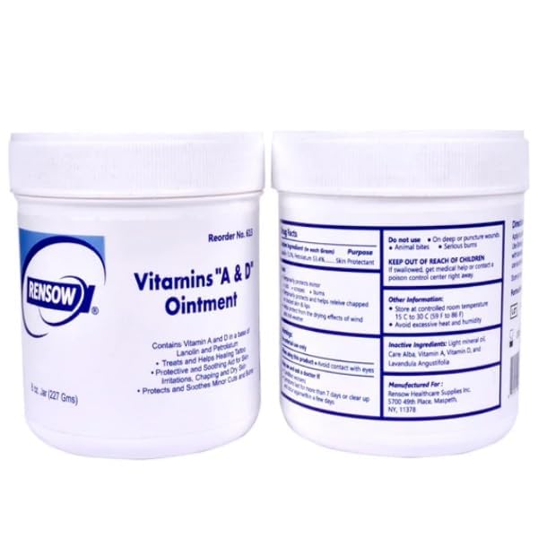Rensow Vitamin A&D Ointment Tattoo Aftercare Healing Ointment Skin Protection & Recovery Balm – Moisturizing Vitamin A & D Cream for Fresh Tattoos Dry Skin & Irritation Relief (8oz) 3
