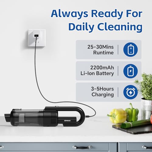 Image of Handheld Car Vacuum Cleaner Cordless: 9500PA Powerful Suction Portable Lightweight Hand Held Vacuum - Large Capacity Battery Last Long Wireless Mini Vacuum With LED Light For Home Office Cleaning