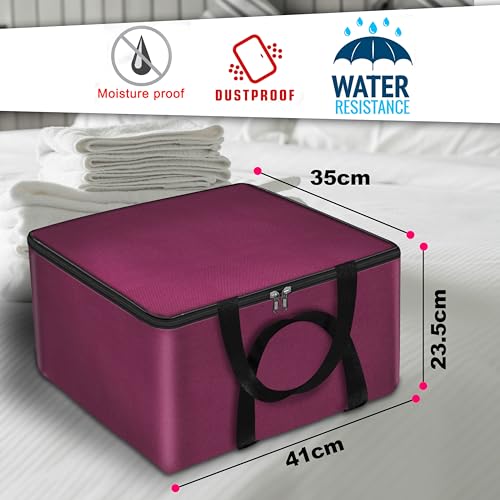 Image of Storite Small Non-Woven Cloth Storage Bags - 41x35x23.5 cm | Zipper & Handle, Foldable Wardrobe Organizer, For Clothes, Sarees, Blankets & Toys,Fabric Underbed Storage Box