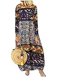 Features: Rundkragen, Boho Kleider, Blumendruck, Maxi Kleid, Vielseitig Und Leicht, Fließendes Kleid ,Casual Dress. Einfacher Stil Macht Sie Schöner, Eleganter Und Behaglicher.