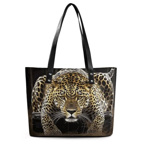 Sac à main imprimé léopard en cuir motif litchi spacieux