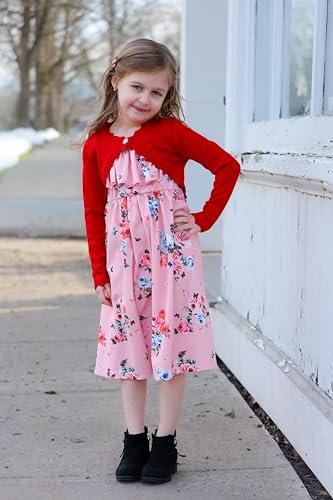 Image of Arshiner Girls Open Front Bolero Shrug Kids Long Sleeve Cropped Elegant Cardigan Knit Sweater