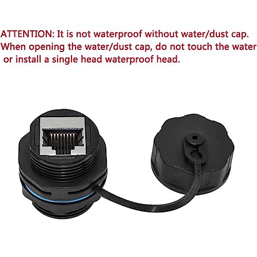 PENGLIN 5PCS Panel Mounting Shielded CAT6 RJ45 Waterproof Connector Cat5/5e/6 8P8C Ethernet LAN Cable Coupler Double Head Adapter with Waterproof/Dust Cap - Image 4