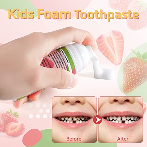 Foam Toothpaste Kids 2 Pack,Toddler Toothpaste With Low Fluoride For U Shaped Toothbrush, Foaming Toothpaste And Mouthwash For Dental Care For Children Kids Age For 3 And Up (Strawberry) #TOP5