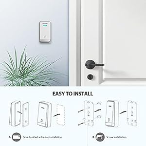 TECKNET Wireless Doorbell, Plug-through Door Bell, IP66 Waterproof Doorbells, 1300ft Cordless Rang Door Bell Ringer Wireless, 60 Ringtones & 5 Level Volume, 0-110 dB Doorbell Chime for Home/Classroom