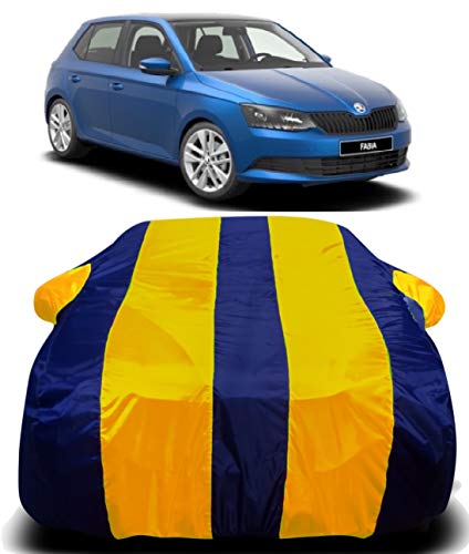 Image of Waterproof Car Cover with Ultra Surface Body Protection (Yellow Stripes) (Skoda Fabia Scout)