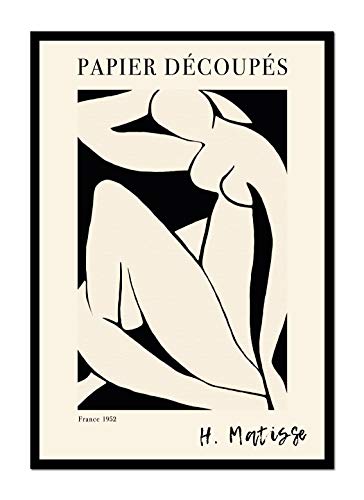  Quadri d\'autore, Stampa su Tela Matisse 1952. Nudo Stilizzato. Vintage Design. (50 x 70 cm.)