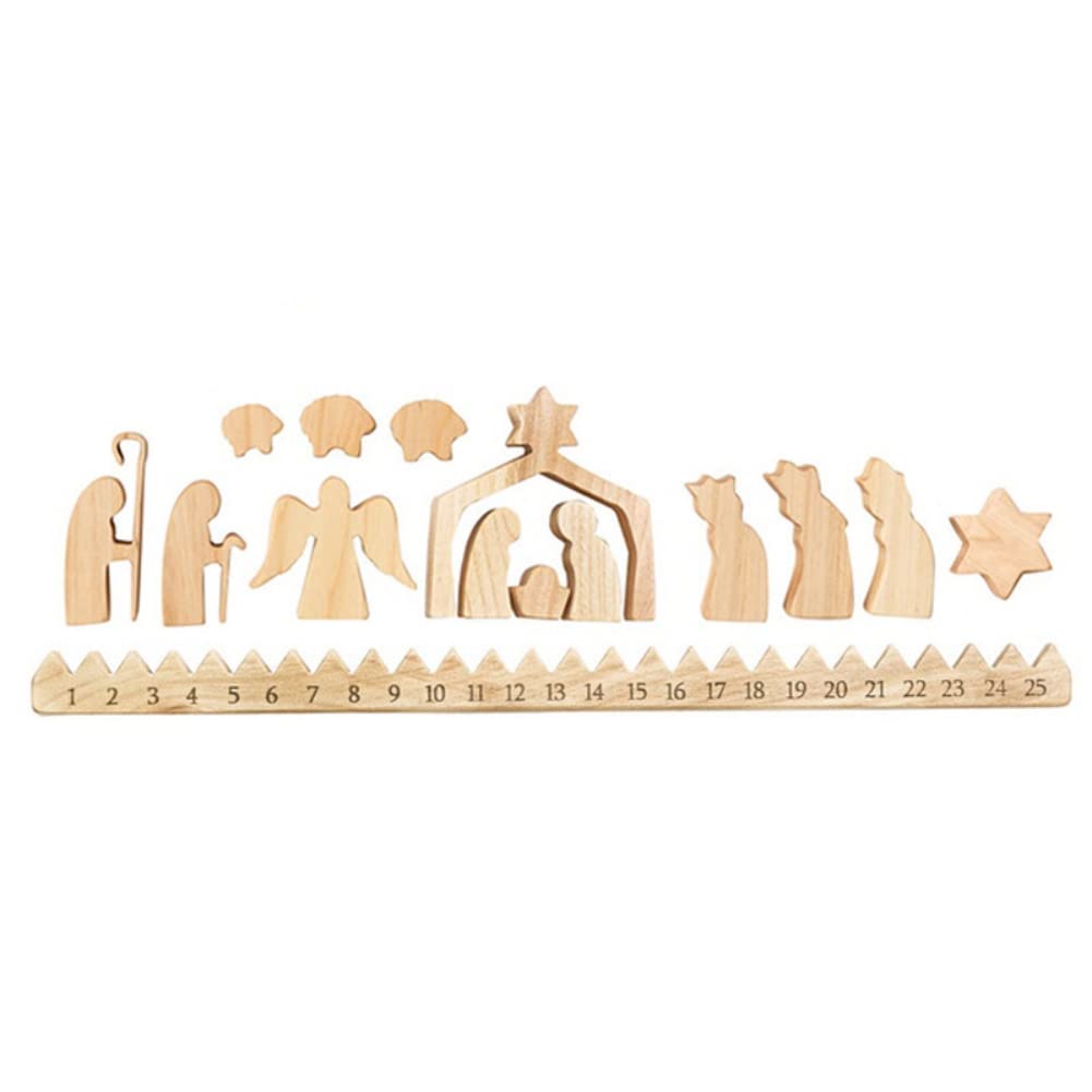 Tutuba Wooden Nativity Scene Set, Mini Nativity Ornament Desktop Jesus Decoration for Home Living Room Office Figurines Miniatures