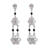 NOVICA Lapis Lazuli .925 Sterling Silver Dangle Earrings, Garlands'