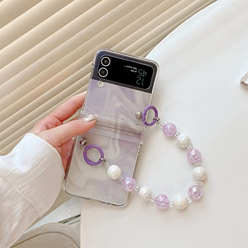 Coque Samsung Z Flip 4 motif vague et bracelet étoile pour le quotidien