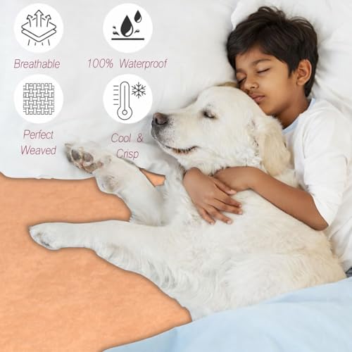 Image of Stylista 100% Waterproof Premium Cotton Feel Mattress Protector King Size 78x72 Inches | Breathable and Hypoallergenic Ultra Soft Fitted Bed Protector Cover (78 inchx72 inch King, Beige)| One Year Warranty