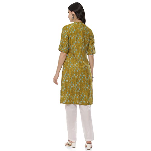 Image of Rangriti Lime Green Liva Straight Kurta for Women