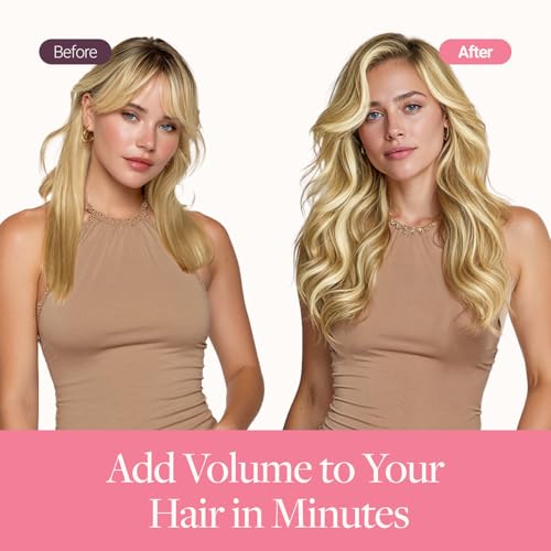 Image of GOO GOO Tape In Weft Hair Extensions Human Hair, Genius PU Long Weft Tape In Hair Extensions Real Human Hair, Silky Easy to Use, P16 /22A Light Blonde Highlighted Golden Blonde 18 inch 100g