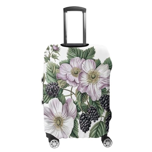 Flowers And Blackberries Luggage Cover Personalization Suitcase Covers Protector Elastic Washable Baggage Cover Anti-Scratch For Traveling, Aircraft Consignment M4
